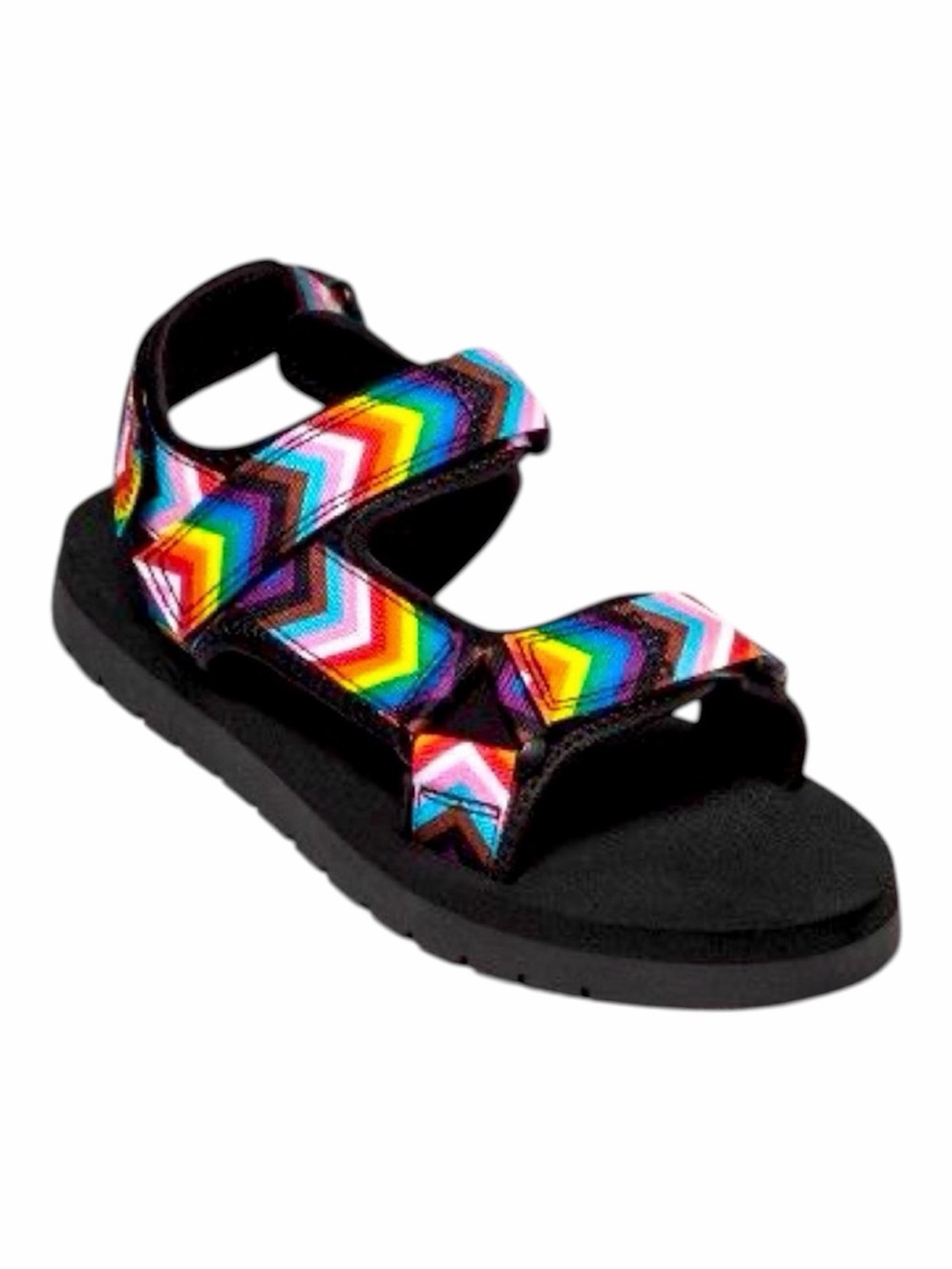 Women's Rainbow Pride Chevron Strap Sandal - Black Sole